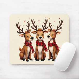 Tapis De Souris Trio de rennes de Noël mignons avec des écharpes à