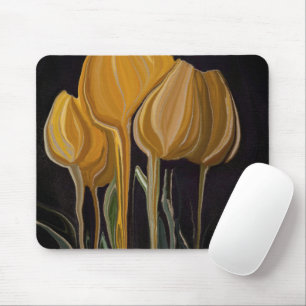 Tapis De Souris Trio de tulipes dorées sur fond noir