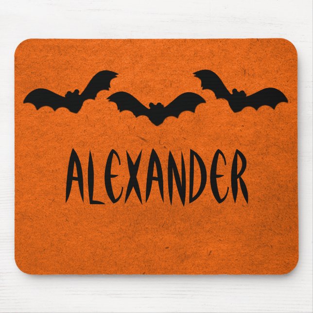 Tapis De Souris Trio des chauves-souris Halloween Mousepad, Orange (Devant)
