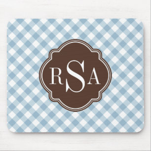 Tapis De Souris Triple Monogramme Brown En vichy Motif