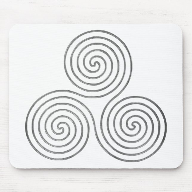 Tapis De Souris triple spirale celtique - OneLine argent antique (Devant)