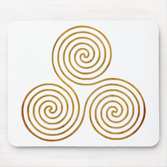 Tapis De Souris triple spirale celtique - OneLine d'or antique (Devant)