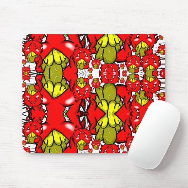 Tapis De Souris Trippy Alien Dazs dent jaune (Avec souris)
