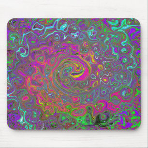 Tapis De Souris Trippy Hot rose Abstrait Retro Liquid Swirl