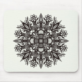 Tapis De Souris Trippy noir et blanc cool psychédélique mandala