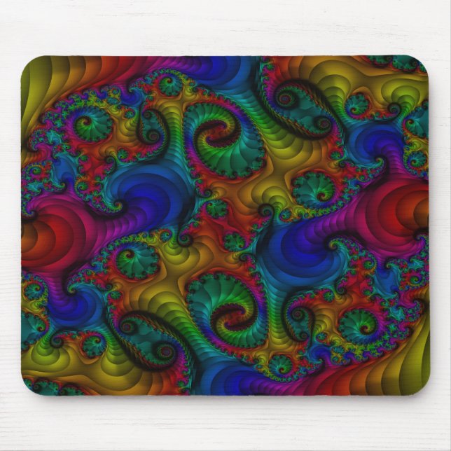 Tapis De Souris Trippy Psychedelic Fractal Arc-en-ciel Mousepad (Devant)