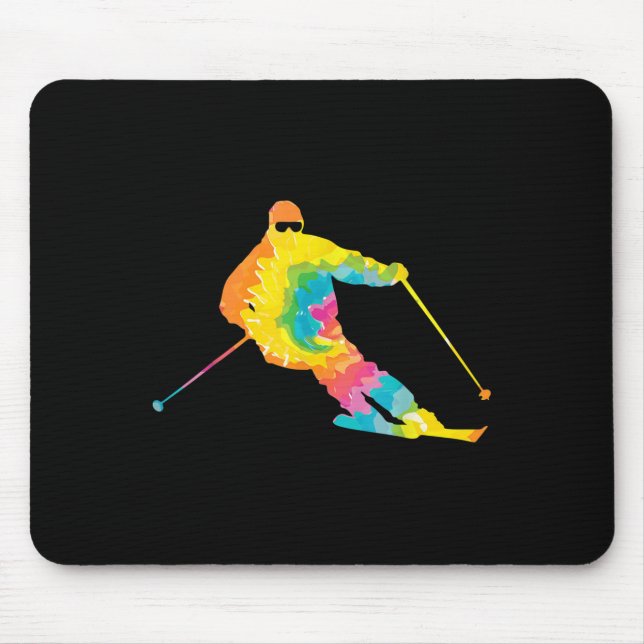 Tapis De Souris Trippy Rainbow Hippie - Cravate-dye Skiing (Devant)