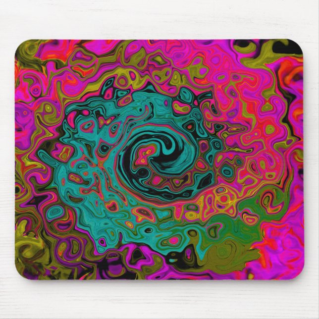 Tapis De Souris Trippy Turquoise Abstrait Retro Liquid Swirl (Devant)