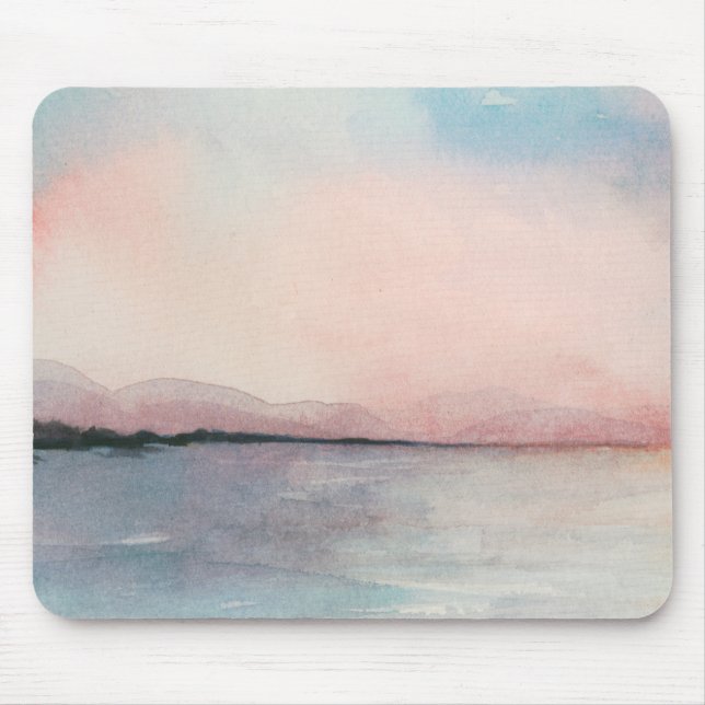 Tapis De Souris Triptyque du coucher de soleil sur la mer - Aquare (Devant)