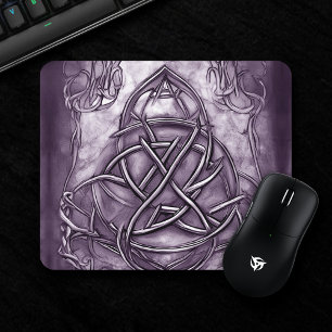 Tapis De Souris Triquetra Trinity Knot Lavender Purple Faux Métal