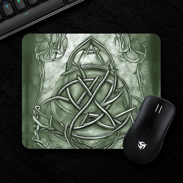 Tapis De Souris Triquetra Trinity Sage de noeud Vert Faux Metallic (Créateur téléchargé)