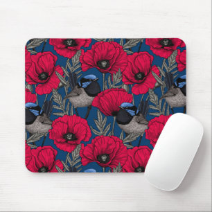 Tapis De Souris Troglodyte mignon et pavots