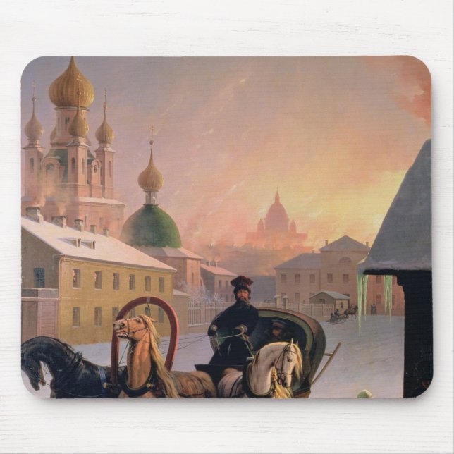 Tapis De Souris Troïka sur la rue à St Petersburg, 1850s (Devant)
