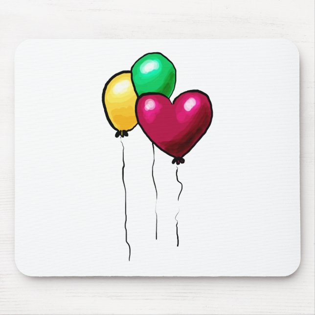 Tapis De Souris Trois Ballons Rouge Jaune Vert Cœur (Devant)