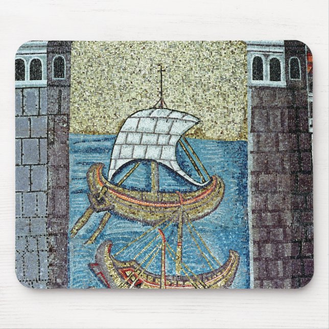 Tapis De Souris Trois bateaux entrant dans le port de Ravenne (Devant)