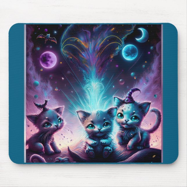 Tapis De Souris Trois Chatons Aliens Dans Un Autre Cadre (Devant)