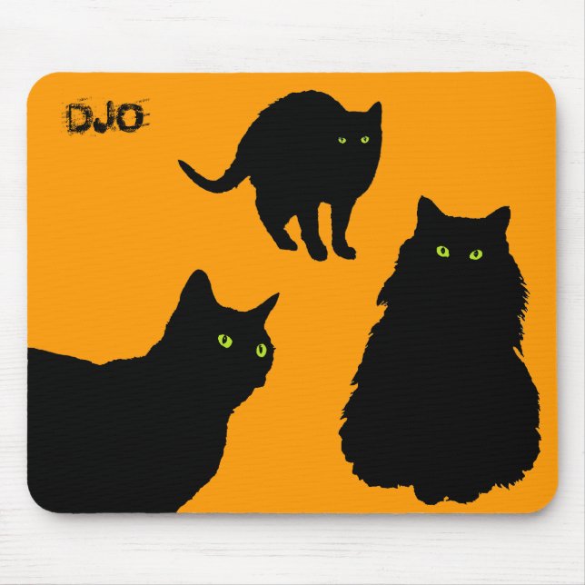 Tapis De Souris Trois chats noirs et oranges (Devant)
