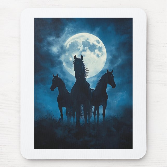 Tapis De Souris Trois Chevaux Lune (Devant)