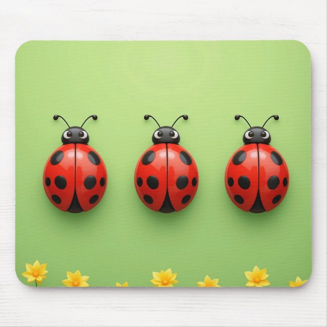 Tapis De Souris Trois coccinelles colorées (Devant)
