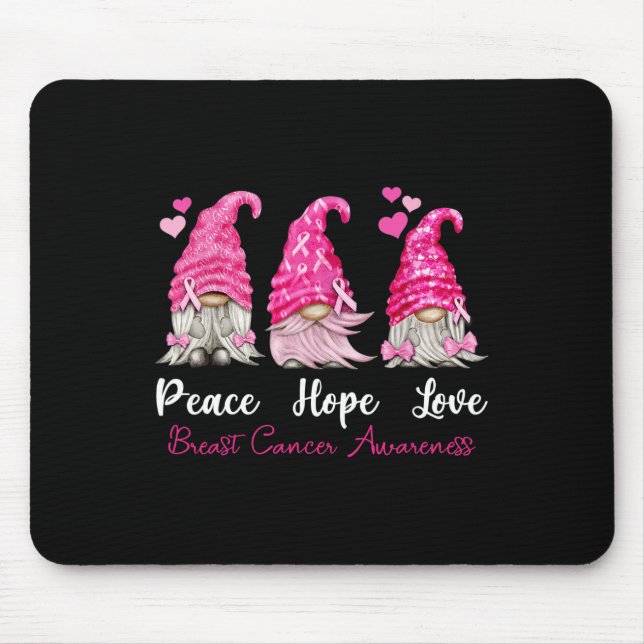 Tapis De Souris Trois Gnomes Paix Espoir Amour Cancer du sein (Devant)