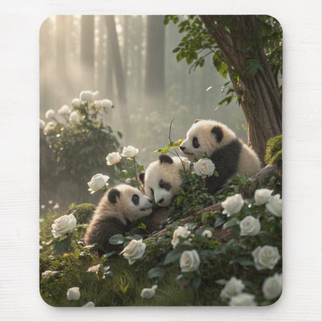 Tapis De Souris Trois mignons Pandas (Devant)