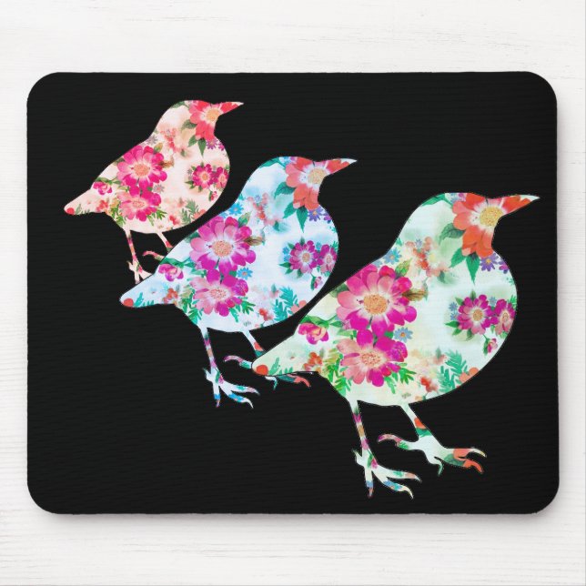 Tapis De Souris Trois oiseaux floraux (Devant)
