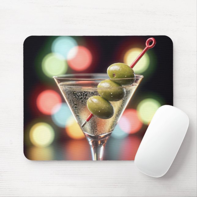 Tapis De Souris Trois olives dans un cocktail Martini (Avec souris)