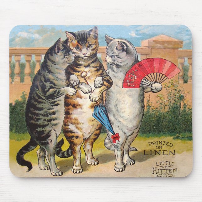 Tapis De Souris Trois Petits Chatons Illustration de Mère l'Oie (Devant)