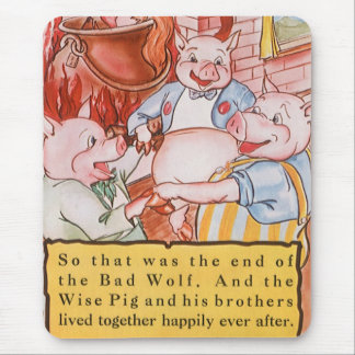 Tapis De Souris Trois Petits Cochons Cuisinant Loup, Conte de Fées
