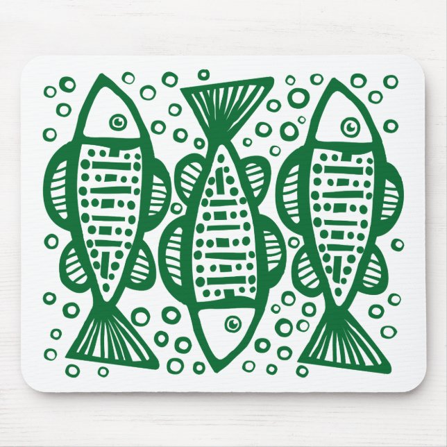 Tapis De Souris Trois poissons - Forest Green (Devant)