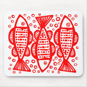 Tapis De Souris Trois poissons - Rouge