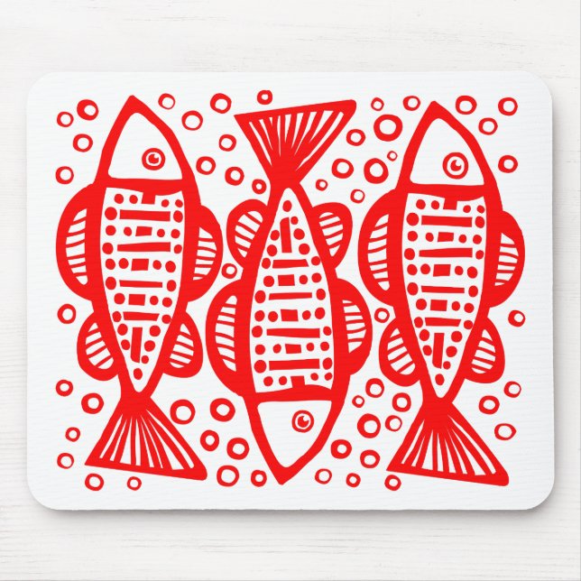 Tapis De Souris Trois poissons - Rouge (Devant)
