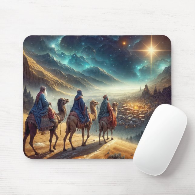Tapis De Souris Trois Sages suivant une étoile (Avec souris)