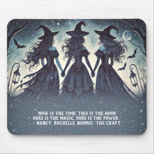 Tapis De Souris Trois sorcières la nuit étoilée Halloween