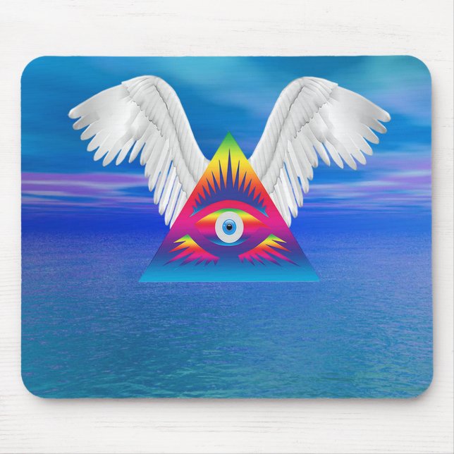 Tapis De Souris Troisième œil avec des ailes (Devant)