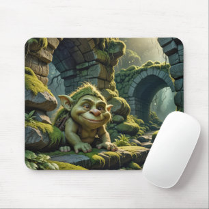 Tapis De Souris Troll vert sous un pont de pierre