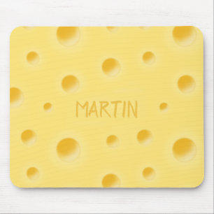 Tapis De Souris Trop Cheesy ! Fromage suisse Nom personnalisé