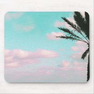 Tapis De Souris Tropical Beach, Ocean View, Pink Clouds, Palm