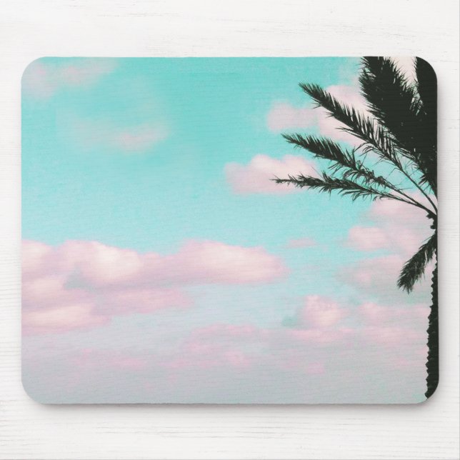 Tapis De Souris Tropical Beach, Ocean View, Pink Clouds, Palm (Devant)