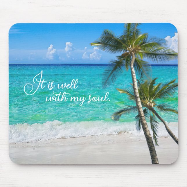 Tapis De Souris Tropical Beach Palms Inspirationnel Il Est Bien Ho (Devant)