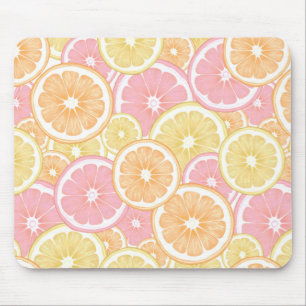 Tapis De Souris Tropical Citrus rose orange jaune Fruit été
