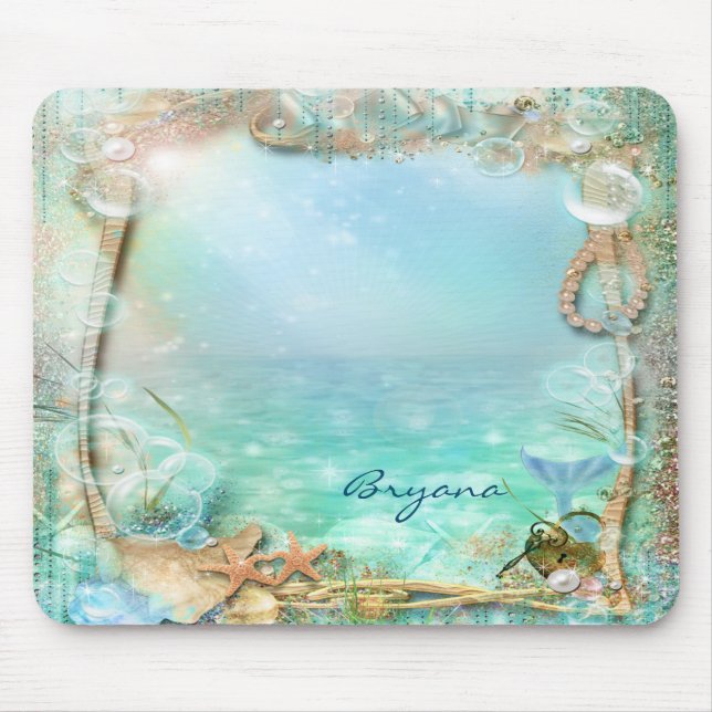 Tapis de souris tropical de plage de mer enchantée (Devant)