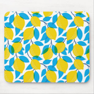 Tapis De Souris Tropical sans couture avec citrons jaunes
