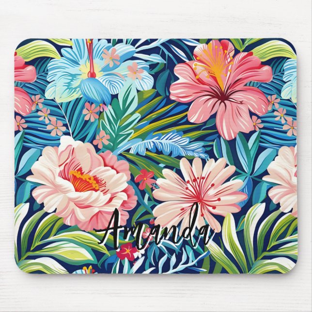 Tapis De Souris Tropical Summer Flowers Pattern Pretty Floral (Devant)