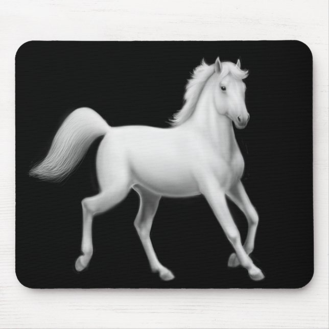 Tapis De Souris Trot Mousepad de cheval blanc (Devant)