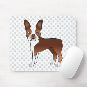 Tapis De Souris Trottinette Boston Terrier Rouge Dessin de Chien d