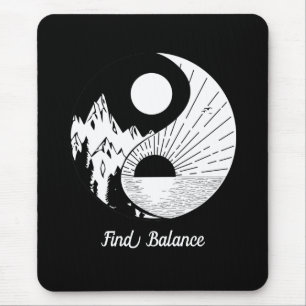 Tapis De Souris Trouver l'équilibre Zen Yin Yang Noir Blanc