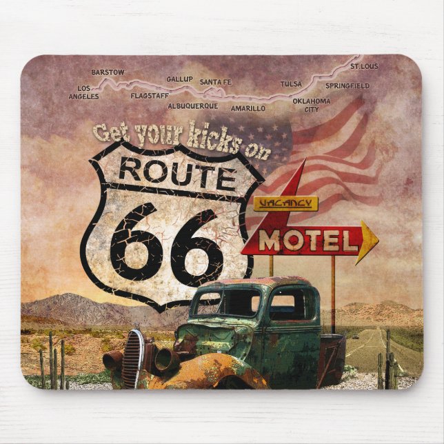 Tapis De Souris Trouvez vos coups de pied sur la route 66 (Devant)
