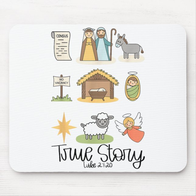 Tapis De Souris True Story Jesus Nativity Christian Christmas  (Devant)