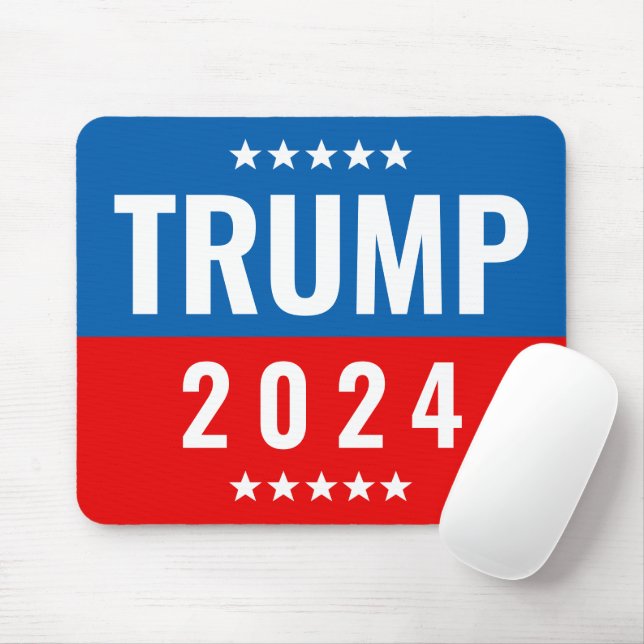 Tapis De Souris Trump 2024 Rouge et bleu avec étoiles (Avec souris)